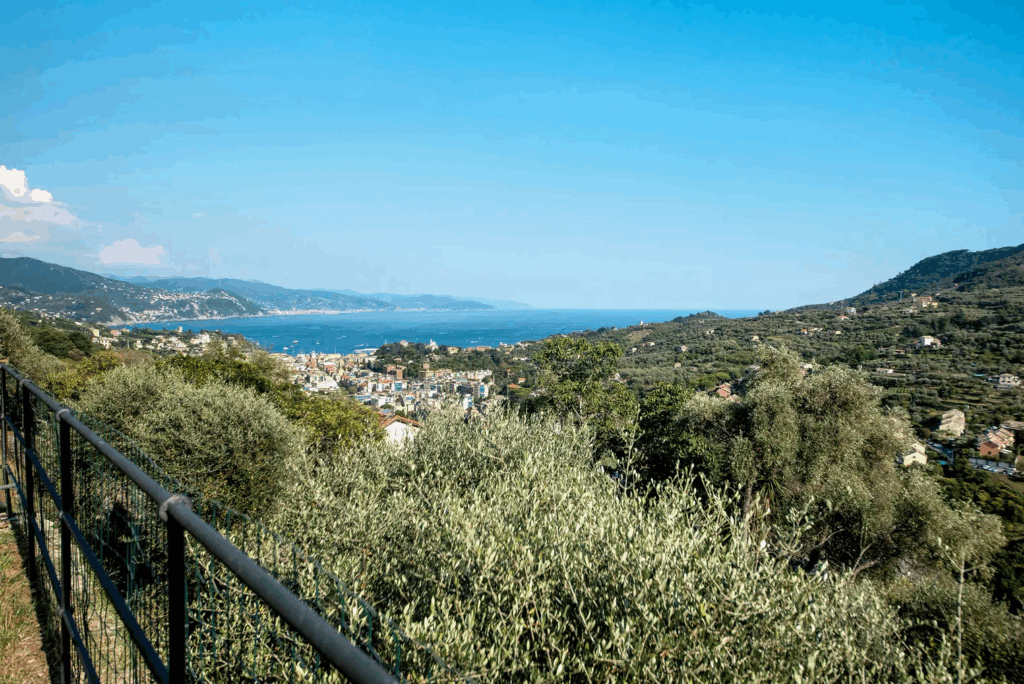 Casa di Pietra, Italy view. Coastal Italian town with ocean and mountain views. Vacation destination.